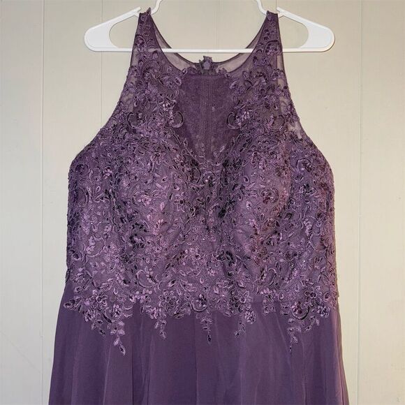 Women's Purple Halter Open Back Short Cocktail Formal Dress L - Picture 3 of 6